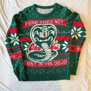 Cobra Kai Ugly Christmas Sweater "Fear Does Not Exist In This Dojo" Green Small